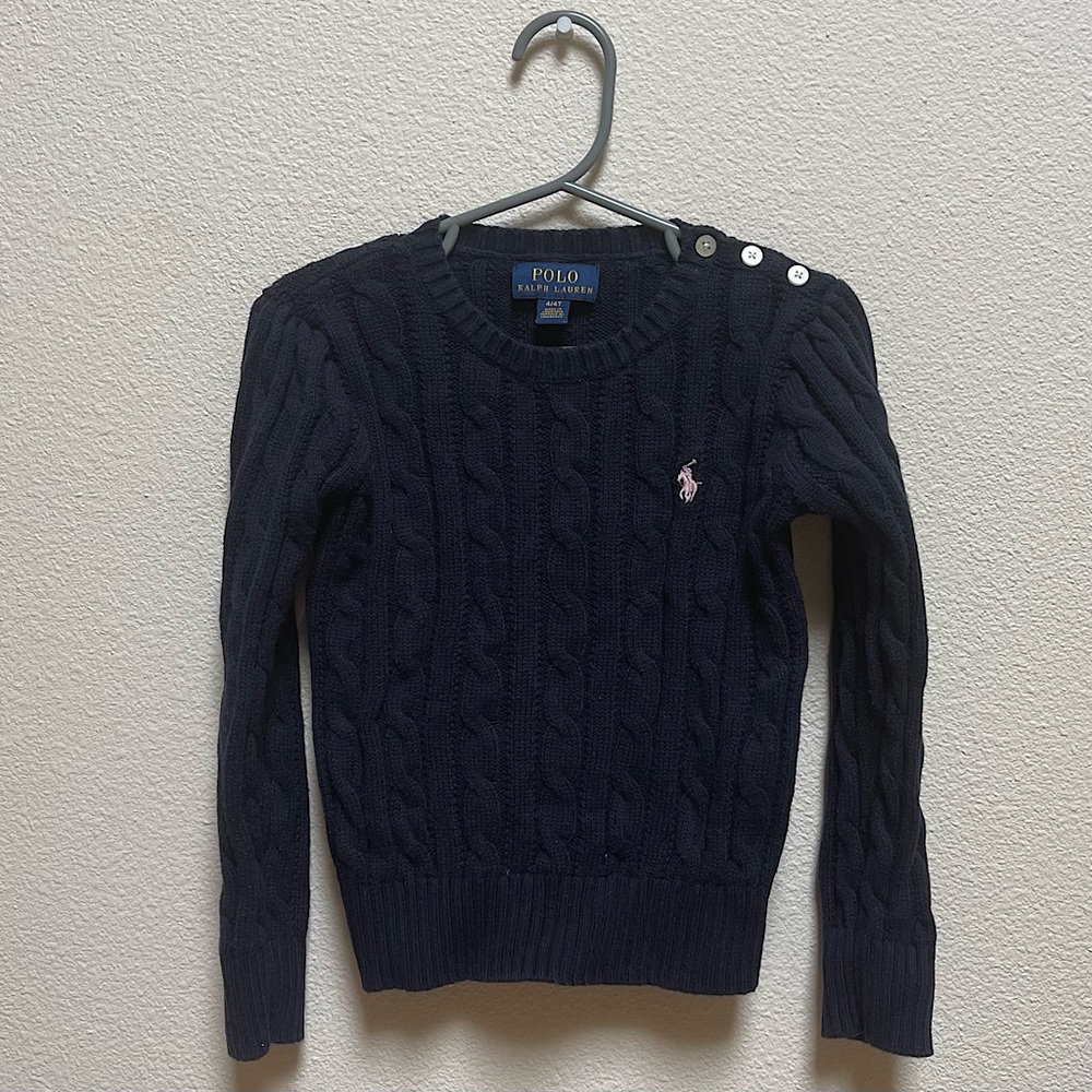 Ralph Lauren Polo Toddler Navy Cable Knit Sweater 4T